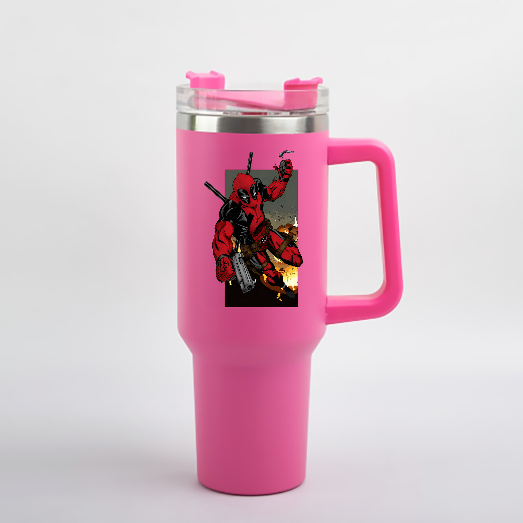 （画像用） Deadpool デッドプール 1200mL車用タンブラー - クリスタルステッカー（プラスチックストロー付き）